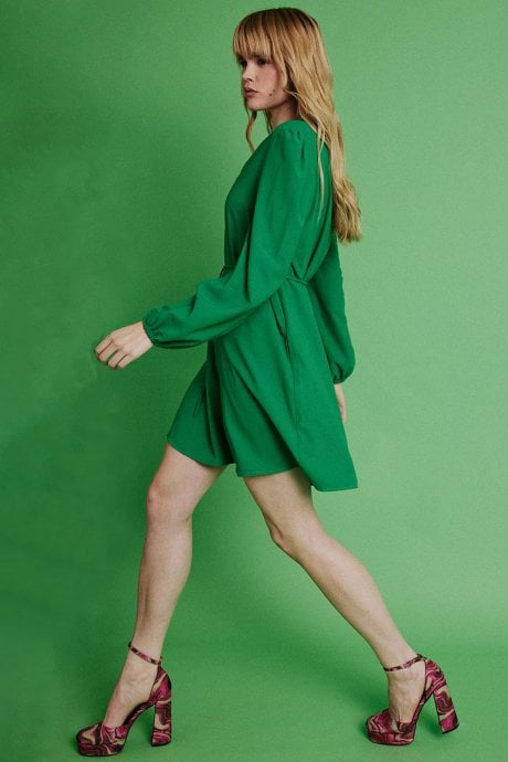 JAYLEY Green Silk Blend Dress