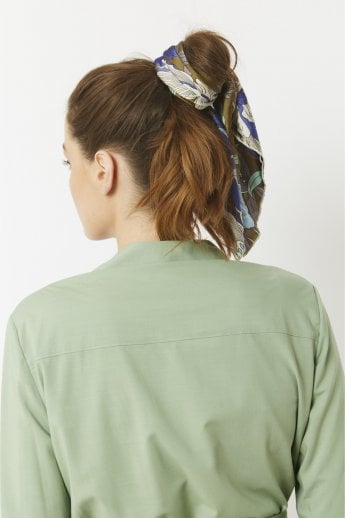 JAYLEY Green Silk Blend Hair Scarf