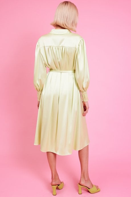 JAYLEY Green Silk Blend Maxi Wrap Dress