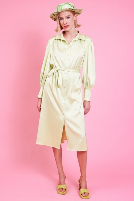 JAYLEY Green Silk Blend Maxi Wrap Dress