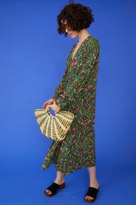 JAYLEY Green Straw Half Moon Beach Bag