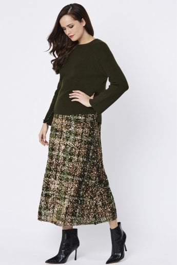 JAYLEY Green Wool Blend Knit Jumper