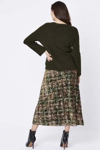 JAYLEY Green Wool Blend Knit Jumper