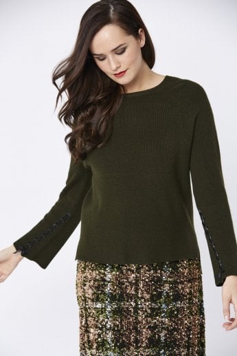 JAYLEY Green Wool Blend Knit Jumper