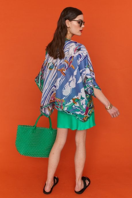 JAYLEY Green Woven Metallic Tote Bag Eco Leather