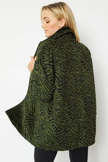 JAYLEY Green Zebra Print Oversize Jacket