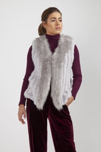 JAYLEY Grey Cashmere Blend Faux Fur Gilet | Waistcoat