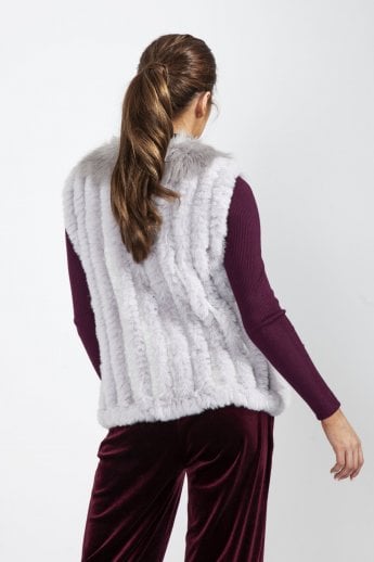 JAYLEY Grey Cashmere Blend Faux Fur Gilet | Waistcoat