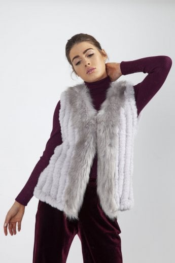 JAYLEY Grey Cashmere Blend Faux Fur Gilet | Waistcoat