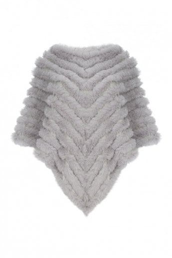 JAYLEY Grey Cashmere Blend Faux Fur Poncho