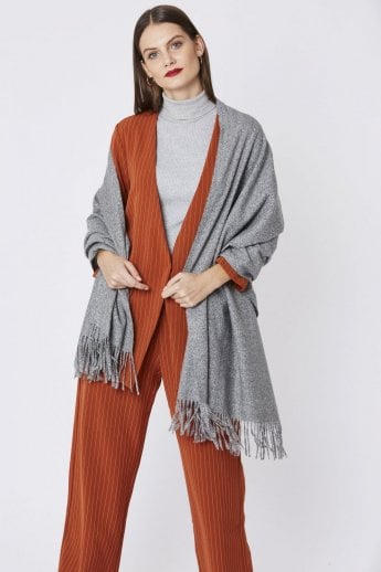 JAYLEY Grey Cashmere Blend Wrap