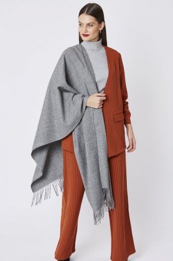 JAYLEY Grey Cashmere Blend Wrap
