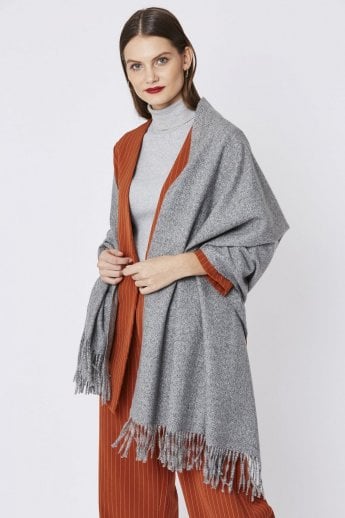 JAYLEY Grey Cashmere Blend Wrap