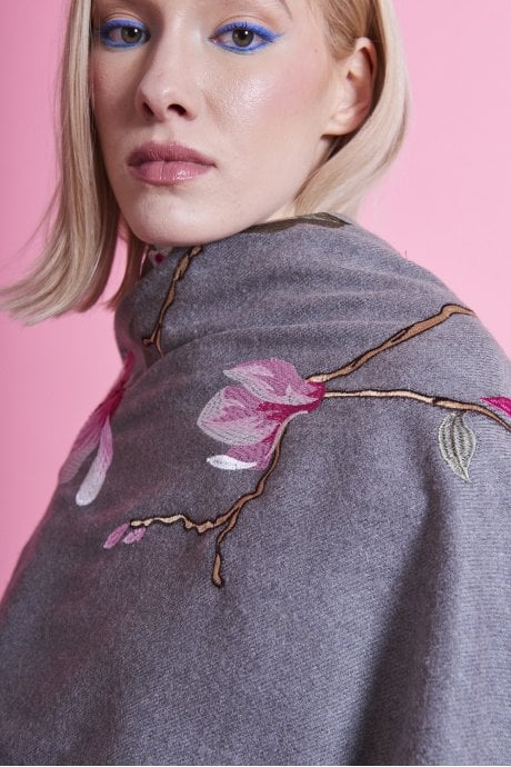 JAYLEY Grey Cashmere Blended Wrap