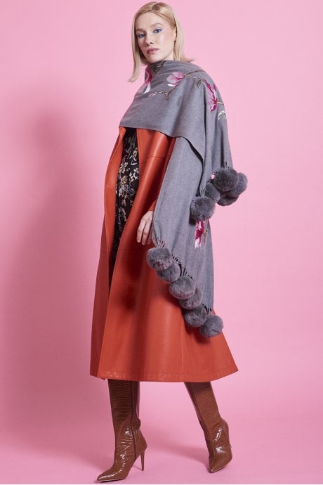 JAYLEY Grey Cashmere Blended Wrap