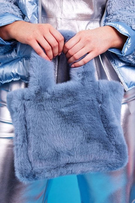 JAYLEY Grey Faux Fur Bag