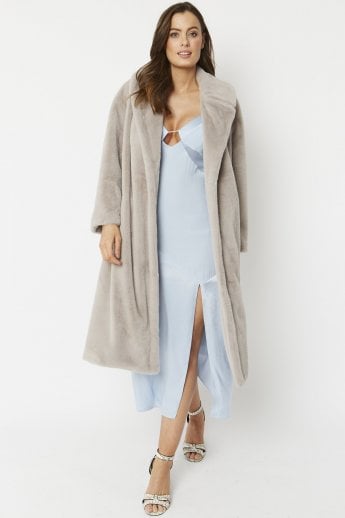 JAYLEY Grey Faux Fur Coat