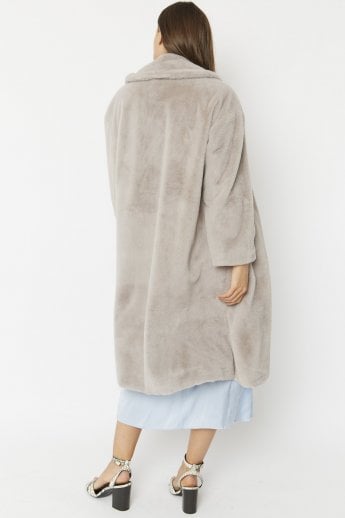 JAYLEY Grey Faux Fur Coat