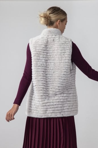 JAYLEY Grey Faux Fur Faux Suede Gilet | Waistcoat