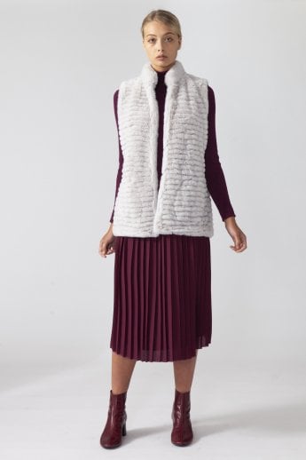 JAYLEY Grey Faux Fur Faux Suede Gilet | Waistcoat
