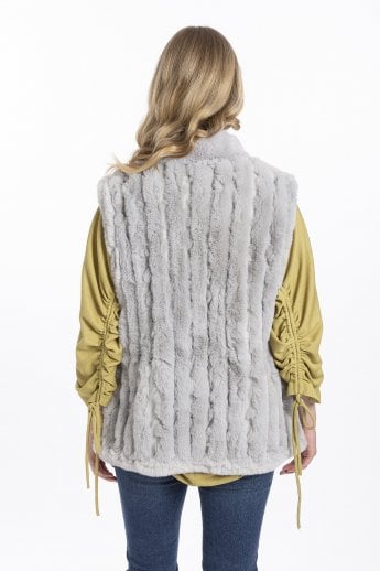 JAYLEY Grey Faux Fur Gilet | Waistcoat