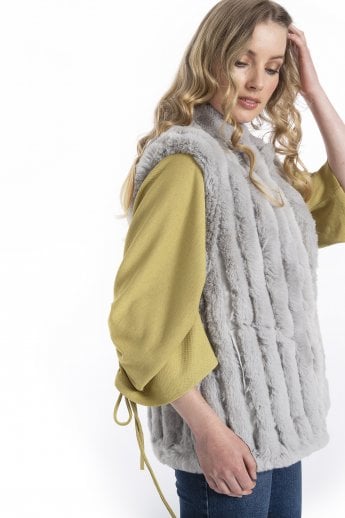 JAYLEY Grey Faux Fur Gilet | Waistcoat