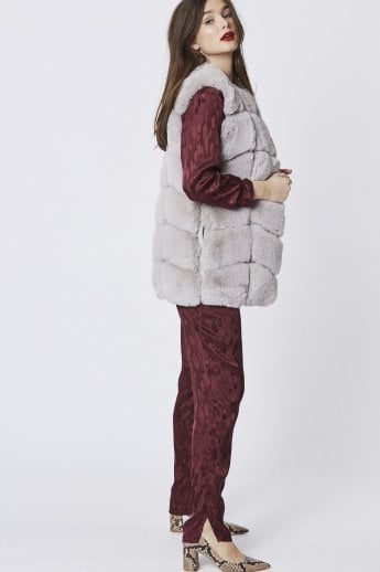 JAYLEY Grey Faux Fur Gilet | Waistcoat