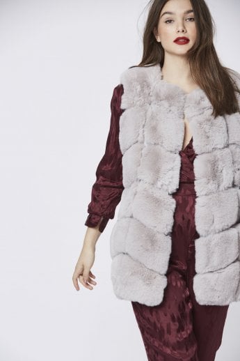 JAYLEY Grey Faux Fur Gilet | Waistcoat