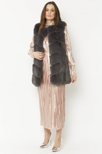 JAYLEY Grey Faux Fur Gilet | Waistcoat