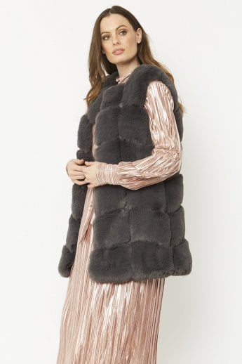 JAYLEY Grey Faux Fur Gilet | Waistcoat