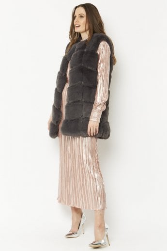 JAYLEY Grey Faux Fur Gilet | Waistcoat