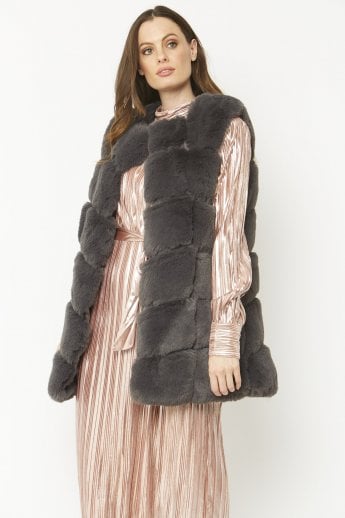 JAYLEY Grey Faux Fur Gilet | Waistcoat