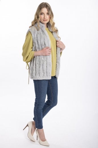 JAYLEY Grey Faux Fur Gilet | Waistcoat