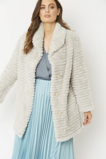 JAYLEY Grey Faux Fur Jacket