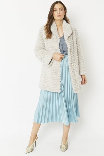 JAYLEY Grey Faux Fur Jacket