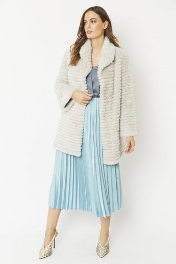 JAYLEY Grey Faux Fur Jacket
