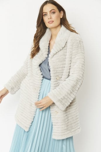 JAYLEY Grey Faux Fur Jacket