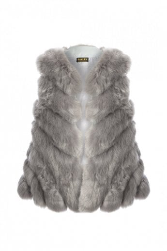 JAYLEY Grey Faux Fur Long Gilet | Waistcoat