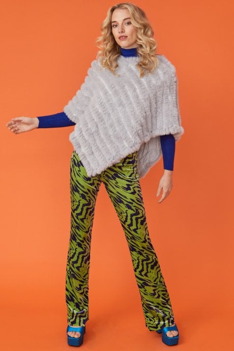 JAYLEY Grey Faux Fur Poncho