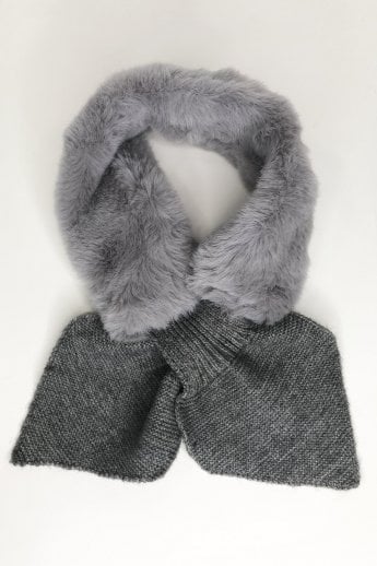 JAYLEY Grey Faux Fur Scarf