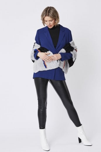 JAYLEY Grey Faux Fur Scarf