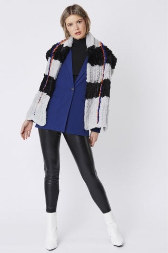 JAYLEY Grey Faux Fur Scarf