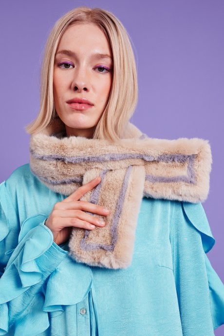 JAYLEY Grey Faux Fur Scarf