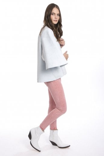 JAYLEY Grey Faux Suede Cape Jacket