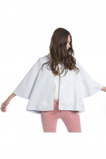 JAYLEY Grey Faux Suede Cape Jacket