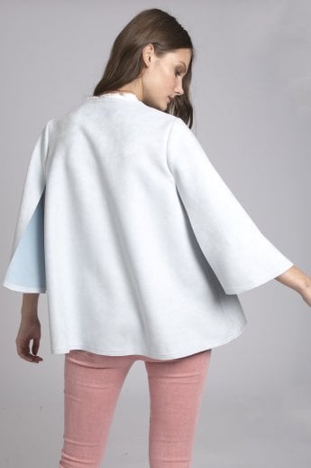 JAYLEY Grey Faux Suede Cape Jacket