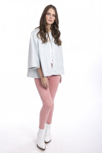 JAYLEY Grey Faux Suede Cape Jacket