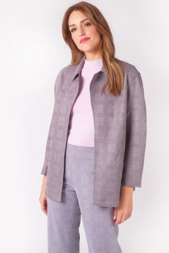 JAYLEY Grey Faux Suede Checked Jacket