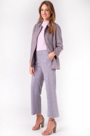 JAYLEY Grey Faux Suede Checked Jacket