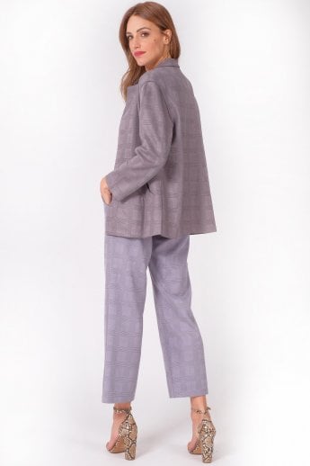 JAYLEY Grey Faux Suede Checked Jacket